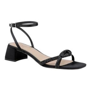 Jewel Badgley Mischka Fern Satin Embellished Black Ankle Strap Sandal Size 11